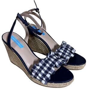 Draper James Espadrille Wedges Abigail Navy Blue Women's Size 9 New In Box